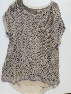 Lucky Brand Cream Open-Knit Layered Top